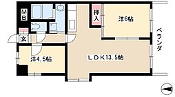 竹越ハイツ 2LDKの間取図画像