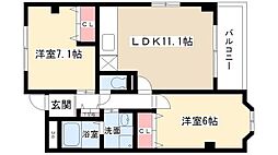 エレガンテ京命 2LDKの間取図画像
