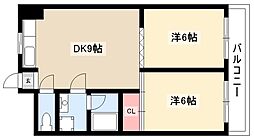 ハイグレージュM 2DKの間取図画像