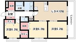 グランヴェル西山2号館 3LDKの間取図画像