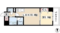 グランルクレ新栄ウエスト 1LDKの間取図画像