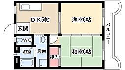 コーポ松栄 2DKの間取図画像