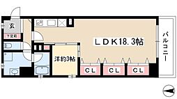C.P.Pure1608 1LDKの間取図画像