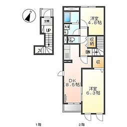 アネックス明 1LDKの間取図画像