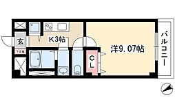 プレストンズ新栄 1Kの間取図画像