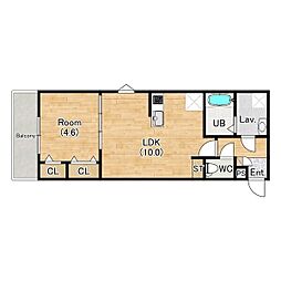 ジーメゾンとりばみ 1LDKの間取図画像