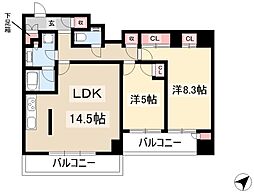ラア・ケア覚王山 2LDKの間取図画像