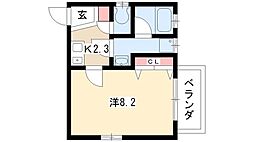 アリヴィオ東苑 1Kの間取図画像
