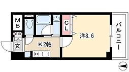 レジディア高岳 1Kの間取図画像