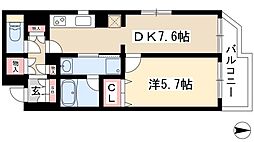CASSIA車道 1DKの間取図画像