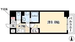 リバーコート砂田橋2 1Kの間取図画像