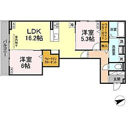名古屋市昭和区広瀬町1丁目アパート 2LDKの間取図画像