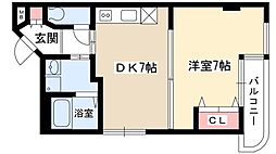 オオタ大針ビル 1DKの間取図画像