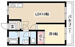 ミユキビル 1LDKの間取図画像
