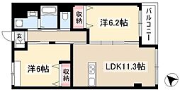 ベルジェ 2LDKの間取図画像