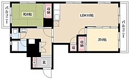 マンション一社 2LDKの間取図画像