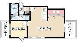 よもぎ台マンション 1LDKの間取図画像