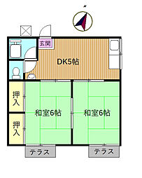 片野コーポ 2DKの間取図画像