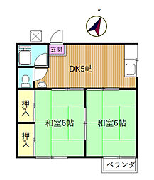 片野コーポ 2DKの間取図画像