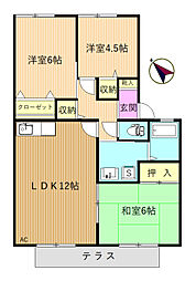 エーデルハイム相模が丘A 3LDKの間取図画像