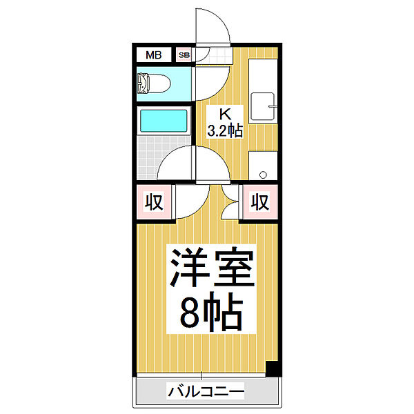 セントラルコーポウッズ城山 ｜長野県松本市宮渕2丁目(賃貸マンション1K・1階・25.51㎡)の写真 その2