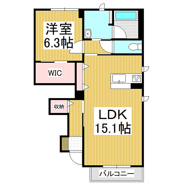 シャーメゾン城北 ｜長野県松本市沢村1丁目(賃貸アパート1LDK・1階・55.71㎡)の写真 その2