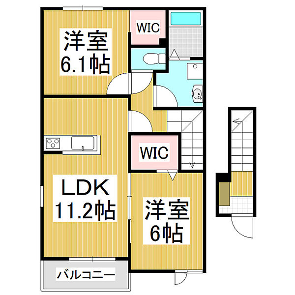 長野県松本市大字里山辺(賃貸アパート2LDK・2階・57.64㎡)の写真 その2