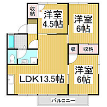 シャルム由比ヶ浜Ｄ  ｜ 長野県松本市大字岡田松岡（賃貸アパート3LDK・2階・62.92㎡） その2