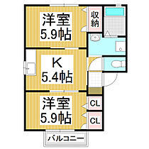 ディアスあんじゅA  ｜ 長野県松本市梓川倭（賃貸アパート2K・2階・42.48㎡） その2