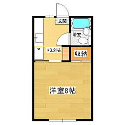 コーポ上原 1Kの間取図画像
