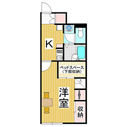 レオパレス柏田 1Kの間取図画像