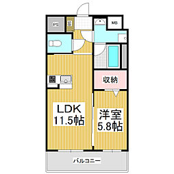 コンフォーティア広丘野村 1LDKの間取図画像