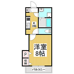 フレンドリーハイツ紺屋 1Kの間取図画像