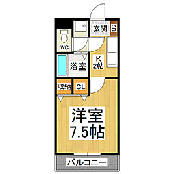 プライム草間 1Kの間取図画像