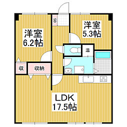 アコールマンション平田 2LDKの間取図画像