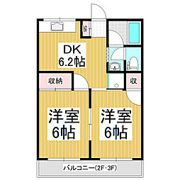 コーポあづみ 2DKの間取図画像