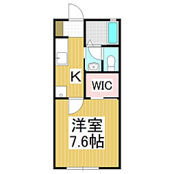 サンハイツ新井B 1Kの間取図画像