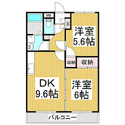 ハイツヒルトップ 2DKの間取図画像