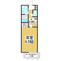 アーツ本庄 1Kの間取図画像