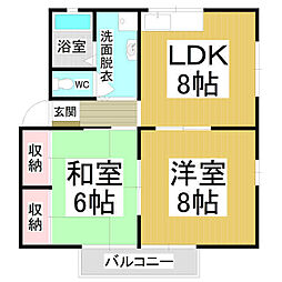 シティハイムメロディ 2LDKの間取図画像