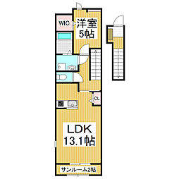 リヴフリーリ2 1LDKの間取図画像