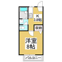 フレグランス郵とぴあC 1Kの間取図画像