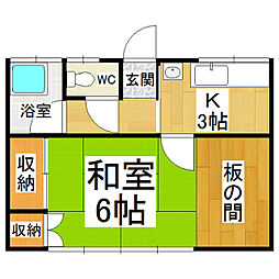 コーポつかまB 1Kの間取図画像