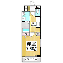 ゼフィールII 1Kの間取図画像