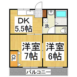 ホワイトブリーズ 2DKの間取図画像
