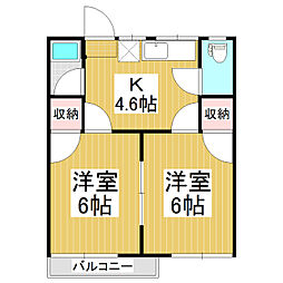 フォーブル四季 2DKの間取図画像
