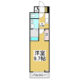 ゼフィールII 1Kの間取図画像