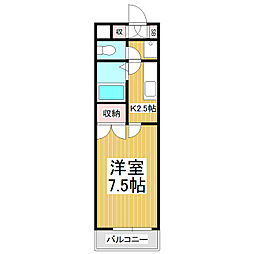 パークハイツ島内 1Kの間取図画像