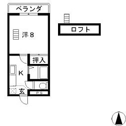 ニューコーポはら 1Kの間取図画像