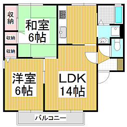 ベル・ヴィラージュB 2LDKの間取図画像